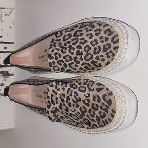 Kate Spade Loren scalloped slip on shoes, leopard print,  sz7/37.5
